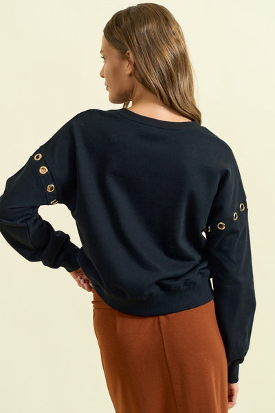 Grommet Shoulder Sweatshirt