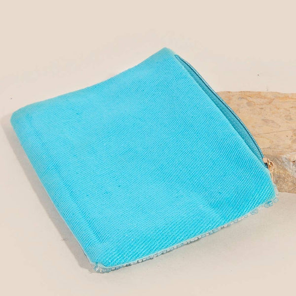 Sunbathing Pool Lady Seed Beaded Coin Purse: MULTI