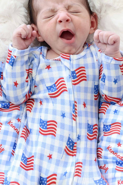 Bamboo Waffle Zipper Footie | Star-Spangled Picnic: Newborn