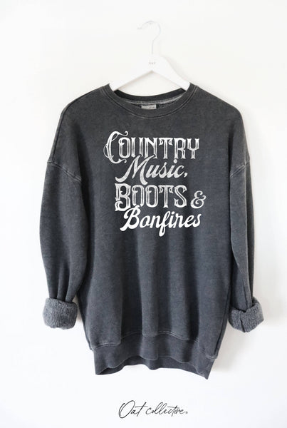 COUNTRY MUSIC, BOOTS Mineral Graphic Sweatshirt: WHITE DOVE / XL