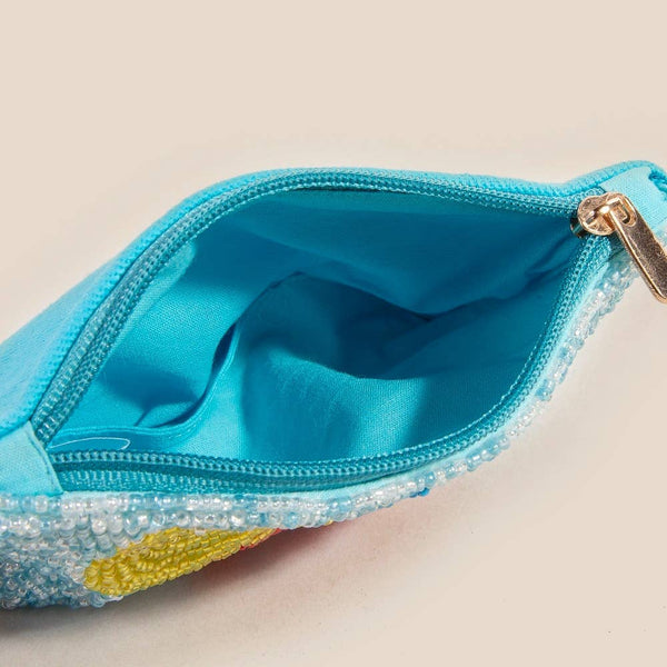 Sunbathing Pool Lady Seed Beaded Coin Purse: MULTI