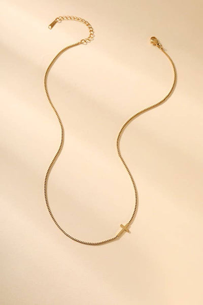18K STAINLESS STEEL TARNISH FREE CROSS NECKLACE | 40NK9420: GOLD