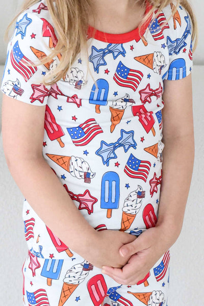 Two Piece Short Pajama Set | Red, White & Cool: 18-24 months