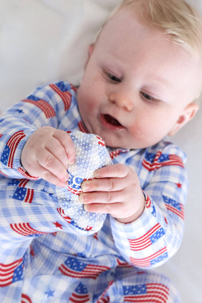Bamboo Waffle Zipper Footie | Star-Spangled Picnic: Newborn