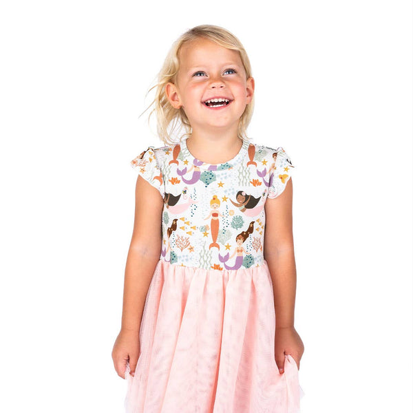 Making Waves Mermaids Girl Tulle Dress Bamboo Kids Clothing: 2/3T