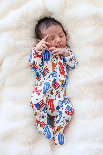 Zipper Footie | Red, White & Cool: 3-6 months