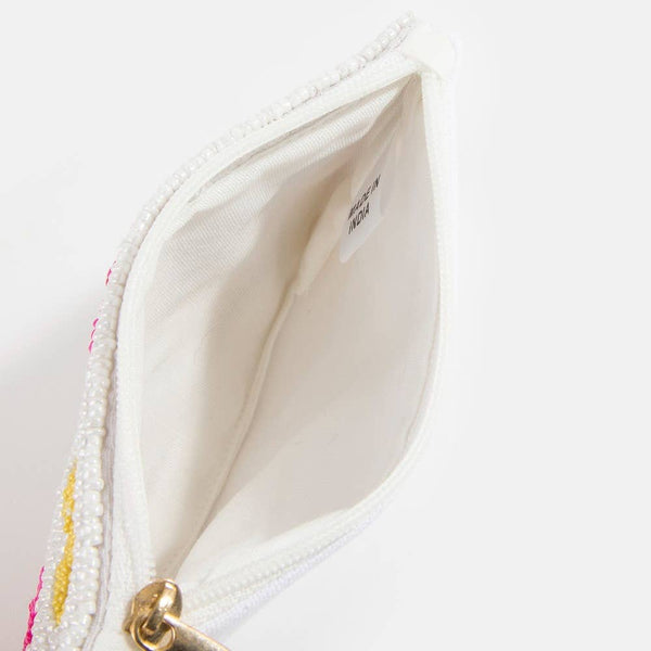 Book Person Colorful Beaded Coin Purse: MULTI