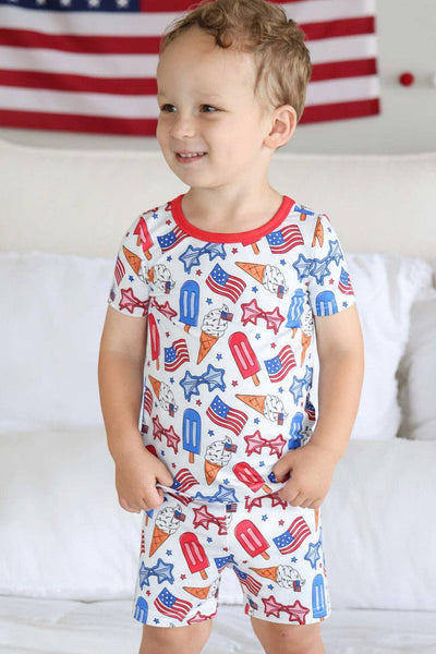 Two Piece Short Pajama Set | Red, White & Cool: 18-24 months