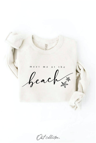MEET ME AT THE BEACH Graphic Sweatshirt: LIGHT BLUE / L