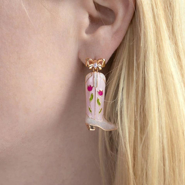 Western Floral Cowboy Boot Earrings | 40E509: BOOT