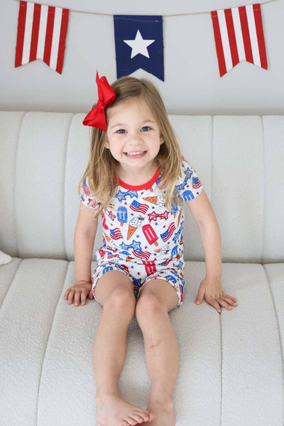 Two Piece Short Pajama Set | Red, White & Cool: 18-24 months