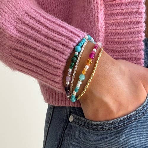 MULTI COLORED GLASS BEADED BRACELET | 40B5216: MULTI
