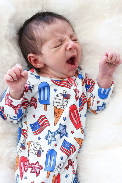 Zipper Footie | Red, White & Cool: Newborn