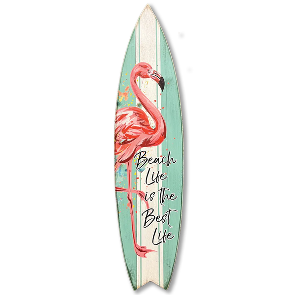 SURF BOARD WALL ACCENT BEACH LIFE BEST FLAMINGO