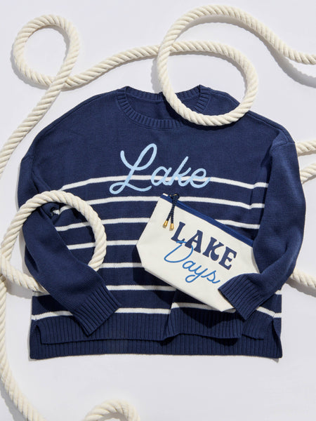 "LAKE DAYS" ZIP POUCH,IVORY