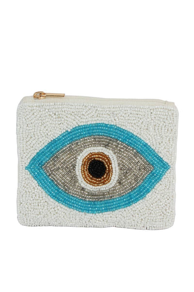 Beaded Evil Eye Coin Purse: MULTI