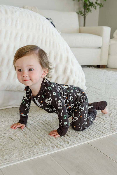 Halloween Glow-in-the-Dark Convertible Bamboo Zip Romper | Eye Want Candy: 12-18 months