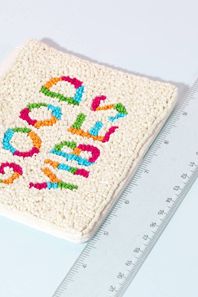 Colorful Good Vibes Beaded Coin Purse: MULTI
