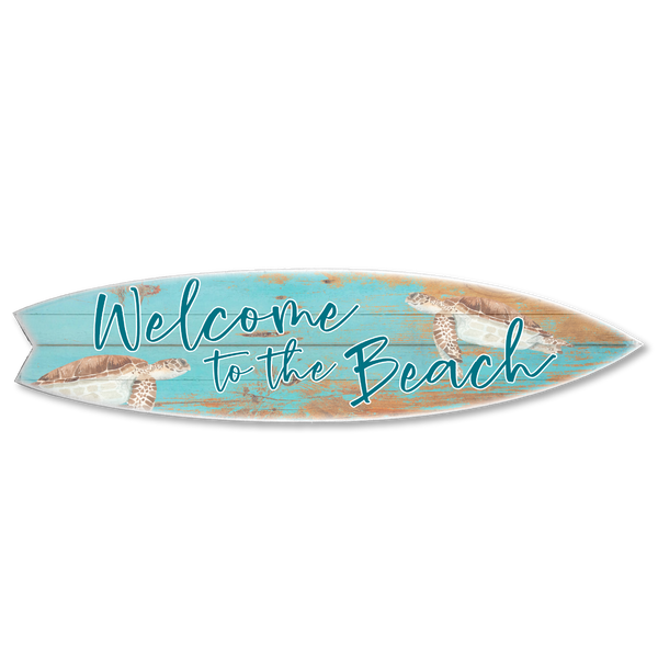 SURF BOARD WALL ACCENT WELCOME BEACH WITH SEA TURTLES