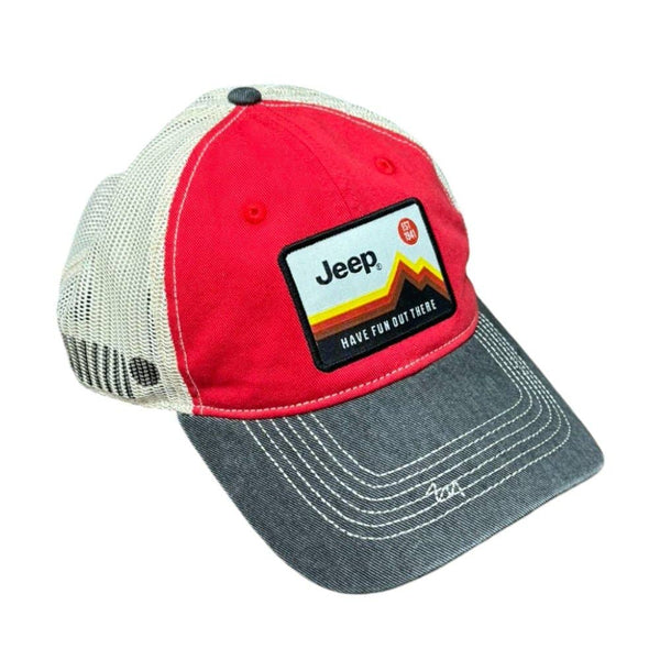 Hat - Jeep Have Fun Out There Patch Garment Washed Trucker: Navy