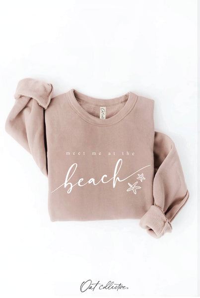 MEET ME AT THE BEACH Graphic Sweatshirt: LIGHT BLUE / XL