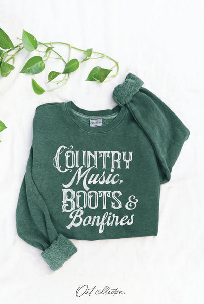 COUNTRY MUSIC, BOOTS Mineral Graphic Sweatshirt: WHITE DOVE / M