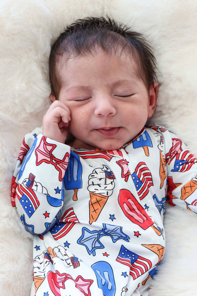 Zipper Footie | Red, White & Cool: 3-6 months