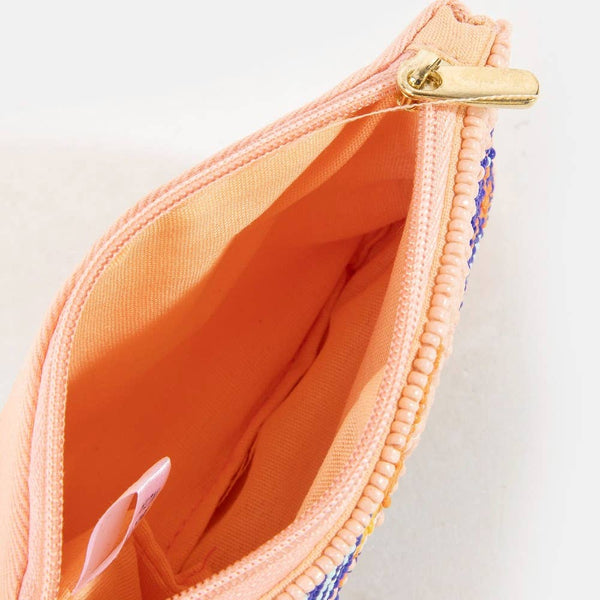 Textured Butterfly Beaded Coin Purse: MULTI