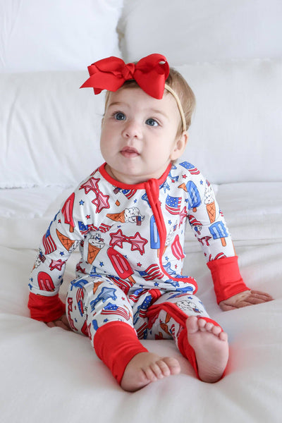 Convertible Zip Romper | Red, White & Cool: 6-12 months