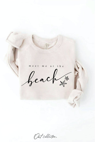 MEET ME AT THE BEACH Graphic Sweatshirt: LIGHT BLUE / L
