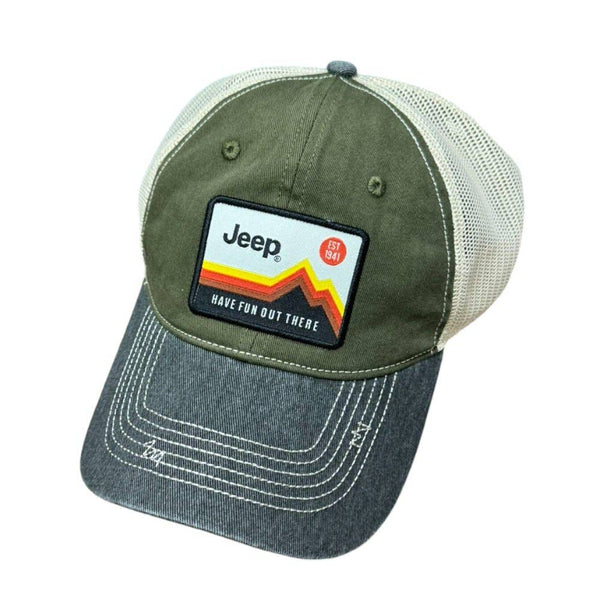 Hat - Jeep Have Fun Out There Patch Garment Washed Trucker: Navy