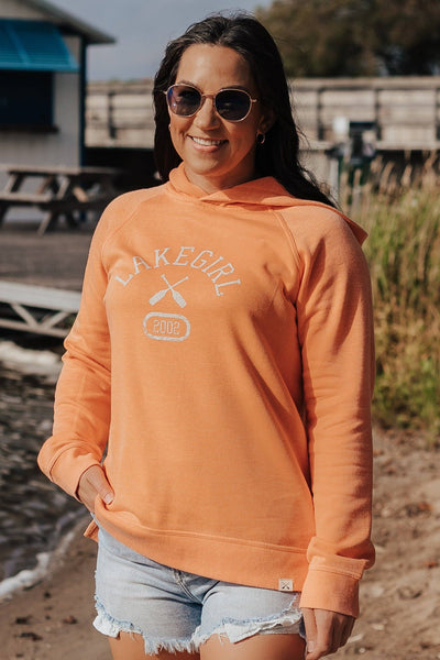 Burnout Wash Fleece Hood in Orange Peel: S