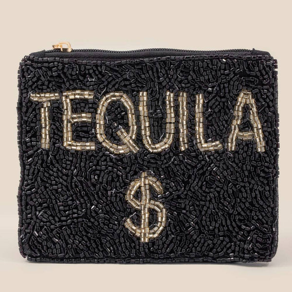 Tequila Print Beaded Coin Purse: MULTI