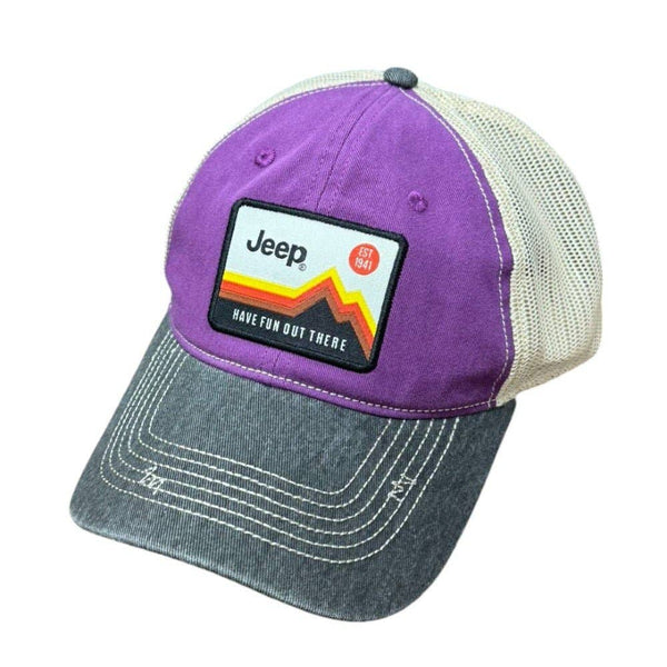 Hat - Jeep Have Fun Out There Patch Garment Washed Trucker: Purple