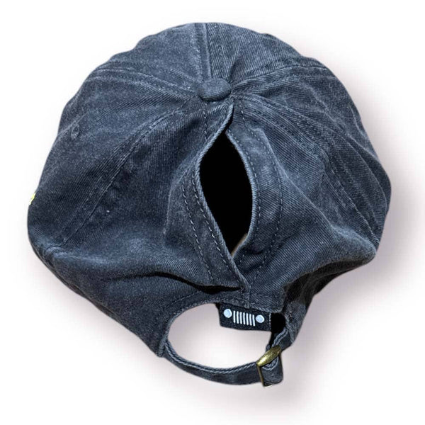 Hat - Jeep Chino Twill Ponytail with Chenille Duck Patch: White