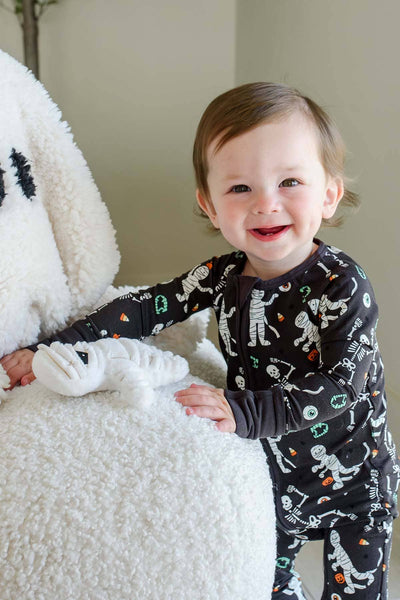 Halloween Glow-in-the-Dark Convertible Bamboo Zip Romper | Eye Want Candy: 12-18 months