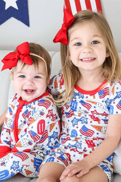Convertible Zip Romper | Red, White & Cool: 6-12 months