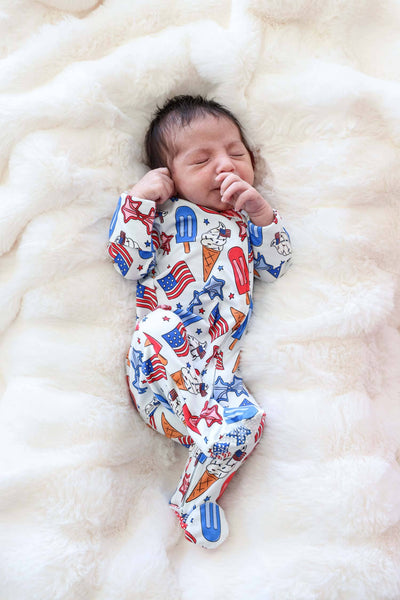 Zipper Footie | Red, White & Cool: 0-3 months