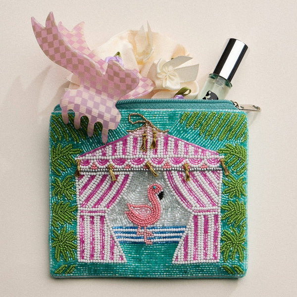 Tropical Flamingo Beaded Clutch | Summer Cabana Motif: MT / ONE