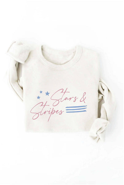 STARS AND STRIPES Graphic Sweatshirt: HEATHER DUST / M