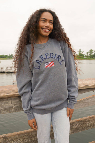 Lakegirl Ringspun Fleece Crew Neck in Indigo: M
