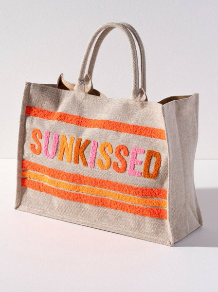 "SUNKISSED" BEACH BAG, NATURAL