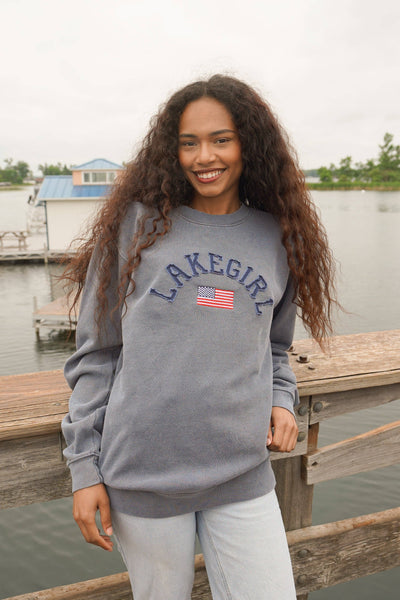 Lakegirl Ringspun Fleece Crew Neck in Indigo: S