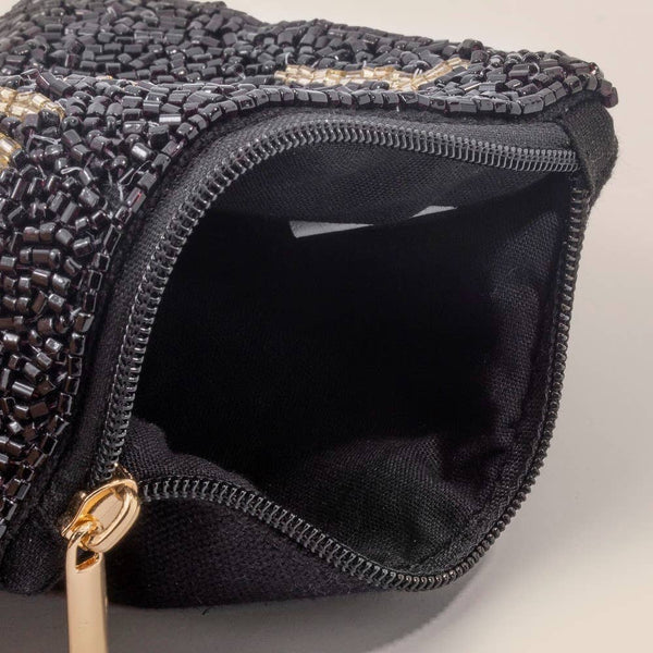 Tequila Print Beaded Coin Purse: MULTI