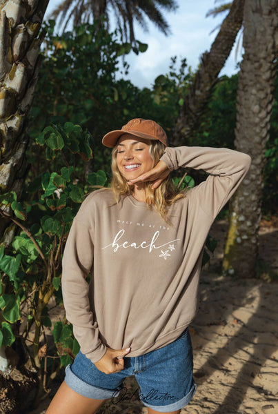 MEET ME AT THE BEACH Graphic Sweatshirt: LIGHT BLUE / XL