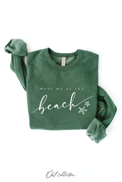 MEET ME AT THE BEACH Graphic Sweatshirt: LIGHT BLUE / L