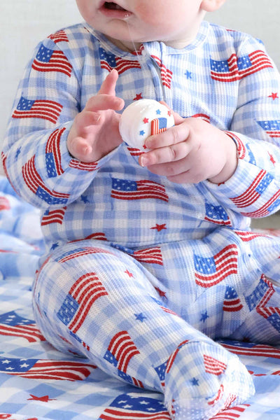 Bamboo Waffle Zipper Footie | Star-Spangled Picnic: Newborn