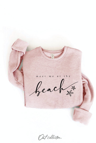 MEET ME AT THE BEACH Graphic Sweatshirt: LIGHT BLUE / XL