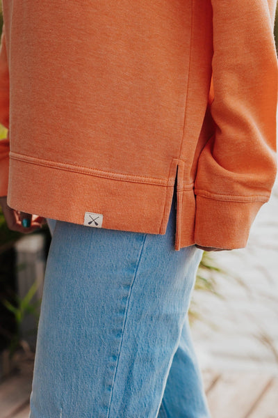 Burnout Wash Fleece Hood in Orange Peel: XL