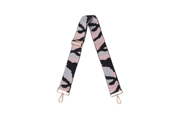 Camouflage Printed Guitar Style Handbag Strap: Fuchsia